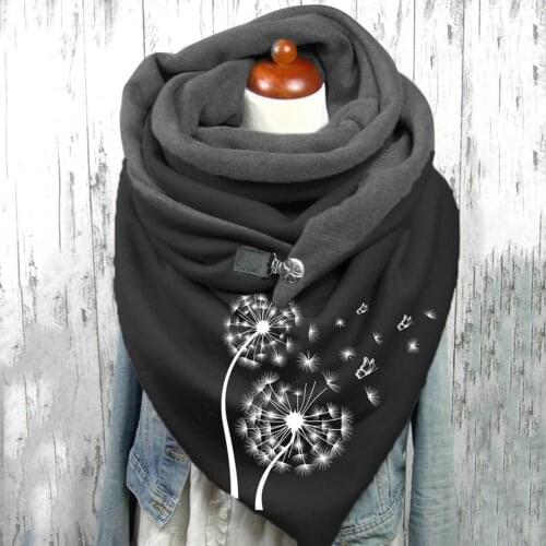 Autumn Winter Shawls Wraps Neck Warm Headscarf Women Printing Button Soft Wrap Casual Warm Scarves Shawls Hijab Scarf Luxury