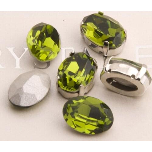 4120 Olivine DIY K9 Oval Sew On Rhinestones with Claw Glass Sewing Beads Sewing Strass Crytsal for Fabric Garment Clothes DIY