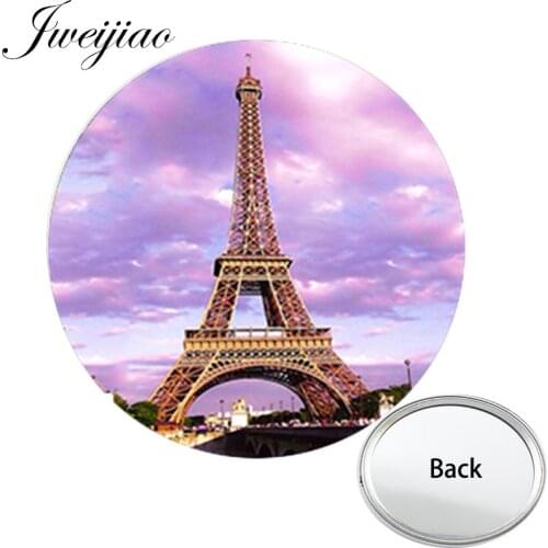 Youhaken France Eiffel Tower Anniversary Flat Mini Pocket Mirror Compact Portable Makeup Vanity Hand Travel Purse Mirror