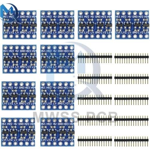 10Pcs 4 Channel IIC I2C Logic Level Converter Bi-Directional Module Interface 5V To 3.3V Transformation With Pins For Arduino