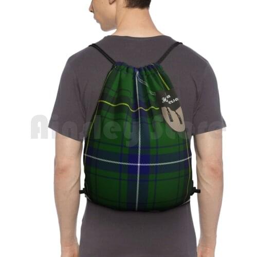 Clan Henderson Surname Last Name Scottish Clan Tartan Badge Crest Backpack Drawstring Bag Riding Climbing Gym Bag Henderson