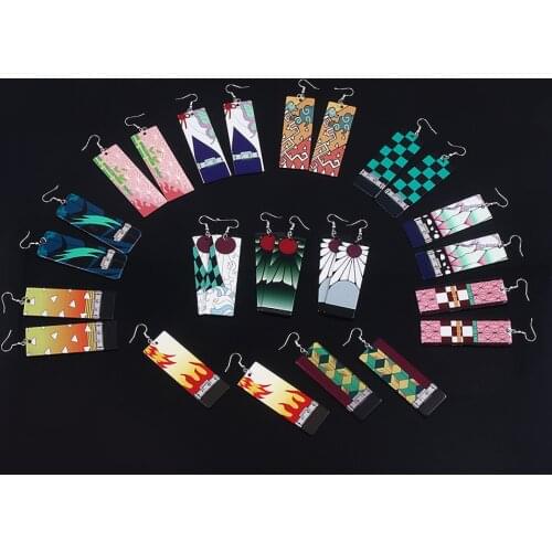 Anime Demon Slayer Pendant Earrings Kisatsutai Kamado Tanjirou Kamado Nezuko Kochou Shinobu Earrings Cosplay Men Women Jewelry