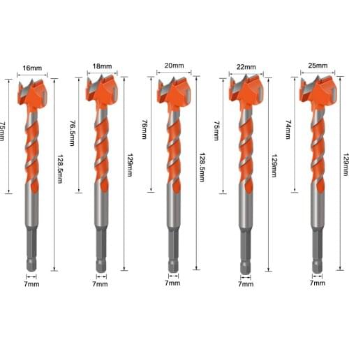 16/18/20/22/25mm, 1/4" Hexagon Shank Forstner Bit Wood Drilling Saw Blade Spiral Reamer Automatic Centering Electric Rotation