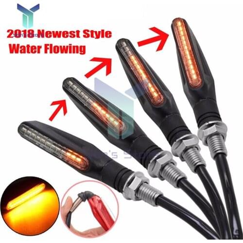 Motorcycle Turn Signal Light LED Tail Flasher Water Flowing Blinker Turn Signal Black Shell Amber Yellow Light for Honda Kawasak