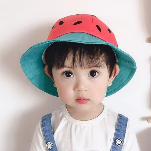 Spring Summer Lovely Cartoon Watermelon Baby Sun Hats Kids Boys Girls Beach Caps Cotton Fisherman Hat