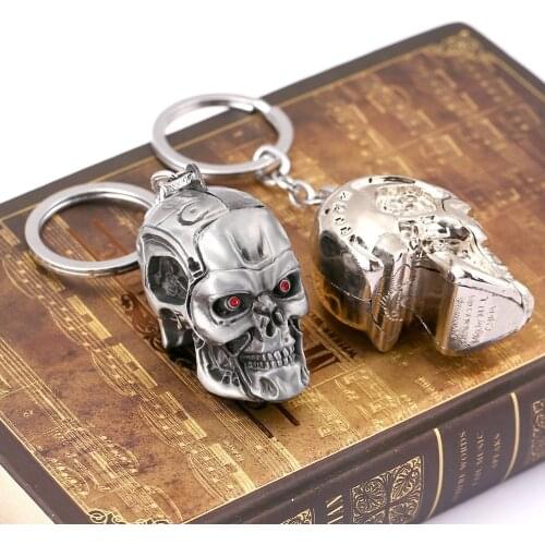 High Quality Movie The Terminator Metal 3D Skull Keychain Toy Chaveiro Key Ring Porta Porte Clef Anillas Llavero Toy