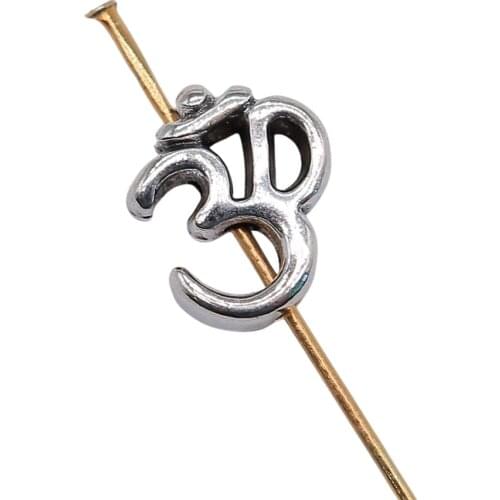 WYSIWYG 10pcs Om Small Hole Beads Antique Silver Color DIY Jewelry Making Accessories 10x12mm