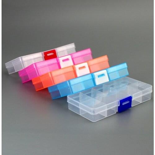 New 10 Slots Cells Colorful Portable Jewelry Tool Storage Box Container Ring Electronic Parts Screw Beads Organizer Plastic Box