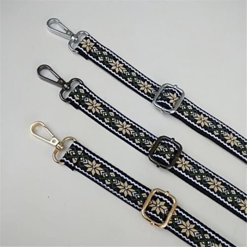 2.5cm colourful weaving floret nylon cotton Shoulder strap for woman cross body bag strap belt handle accessories adjustable
