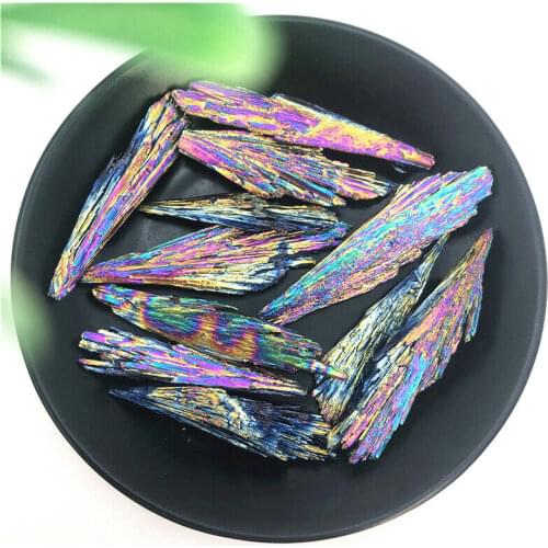 1/2pcs Rainbow Titanium Black Tourmaline Aura Quartz Crystal Peacock Tail Stone Mineral Decoration Natural Stones and Minerals