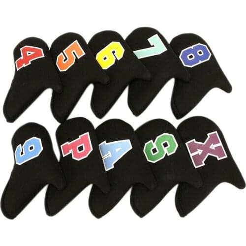 NEW-Golf Iron Covers 10Pcs Golf Iron Head Covers Leather Golf Iron Covers Set Colorful Golf Iron Headcovers for Iron