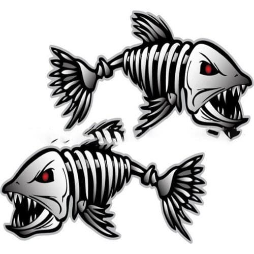 2Pcs Skeleton Fish Bones R&L Vinyl Decals Stickers Kayak Fishing Boat Car (C022) Hot