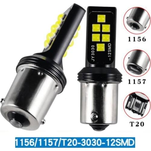 2Pcs Super Bright 1156 1157 T20 3030 12SMD LED Bulbs Car Turn Signal Lights Auto Brake Lamp Taillights12V