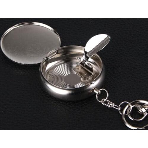 50pcs/lot Mini Portable Pocket Ashtray With Keychain Outdoors Round Cigarette Key Chain Creative Portable Ashtrays Wholesale