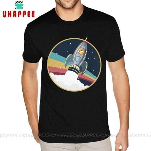 White Dogecoin Rocket Shirt Mens 4XL Short Sleeves Premium Cotton Black O Neck Tees Shirt