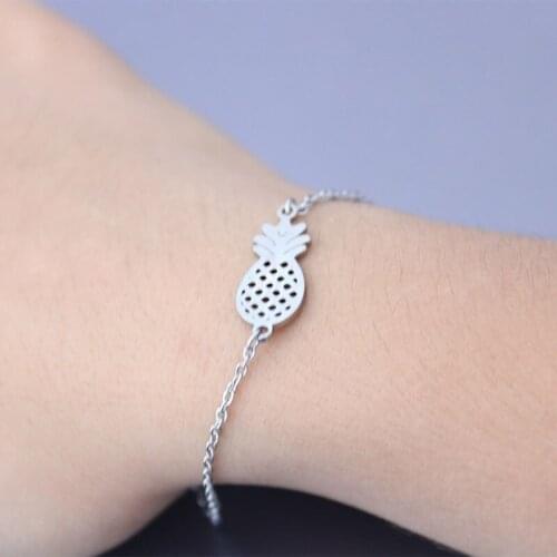 Friendship Bracelets-Cute Pineapple Stainless Steel Custom Adjustable Bracelet Fashion Jewelry Musician Womens Accessories