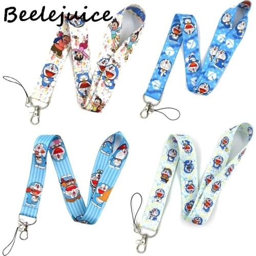 Anime Doraemon Neck Keychain Necklace Webbings Ribbons Anime Cartoon Neck Strap Lanyard ID badge Holder Keychain Lanyards Gifts