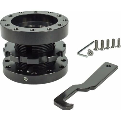 BLACK ADJUSTABLE 40MM TO 70MM STEERING WHEEL SPACER BOSS HUB KIT