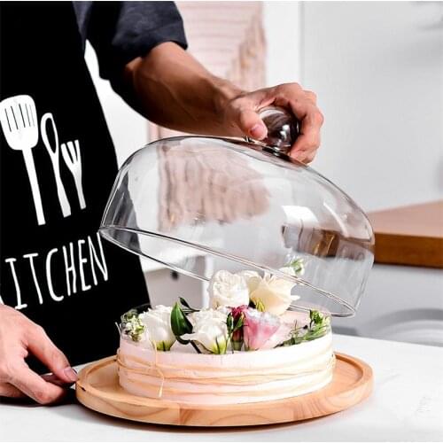 Wooden Round Cake Stand with Dome Cover Dessert Display Rack Serving Platter and Cake Plate Wedding Birthday Cupcake Holder