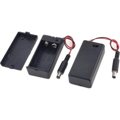 EDT-2pcs 2.1 x 5.5mm Male Plug Case Box Holder w Cover for 9V Battery