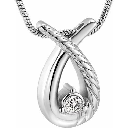 IJD11529 Rose Gold Stainless Steel Funeral Keepsake Memorial Ashes Pendant Mini Teardrop Urn Necklace for Cremation