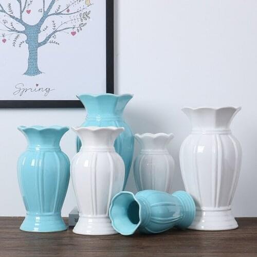 Ceramic Vase Home Decoration Blue White Vase Minimalist Living Room Decoration Home Countertop Dried Flower Vase Decoration