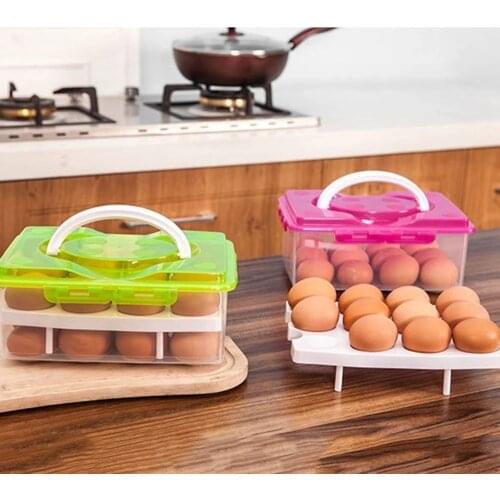 24 Grid Egg Box Food Container Convenient Storage Boxes Double Layer Durable Multifunction Crisper Kitchen Product