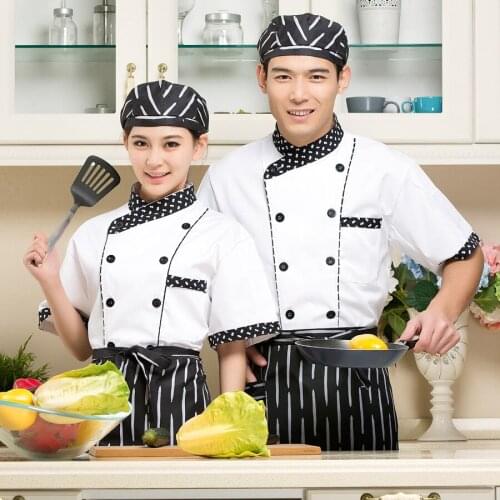 Chefs Jacket Short Sleeve Kitchen Summer Clothes Chefs Jacket Chef Jacket Uniform for Chef Cook Baker Clothes Plus Size B-5956