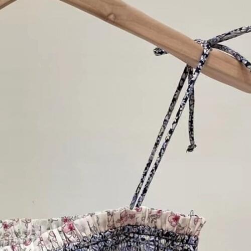 2021 Summer New Simple Printed Floral Sling Cropped Top