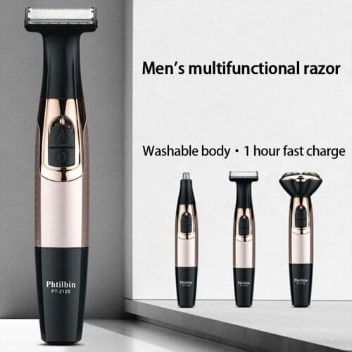 Mens Multifunctional Electric Razor Double Blades Shaver Beard Trimmers Hair Shaving Machine Nose Hair Cutter Grooming Kits