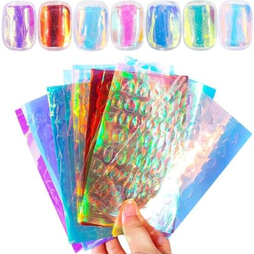 11 Sheets 3D Aurora Nail Art Stickers Ice Cube Nail Decals for Holographic Manicure Design Glass Paper Self Adhesive Decal