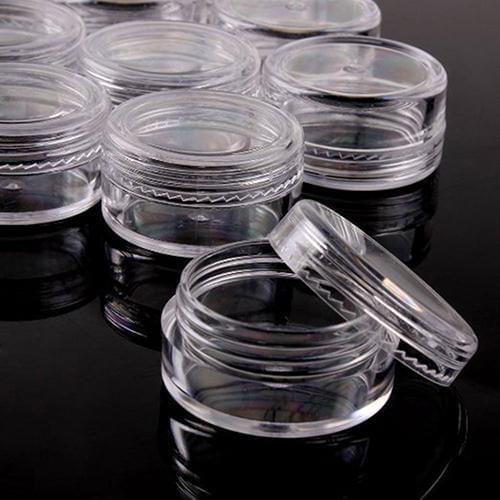 Hot 50 Pieces Portable Cosmetic Sample Containers 5 Gram Plastic Cream Pot Jars Refillable Bottles