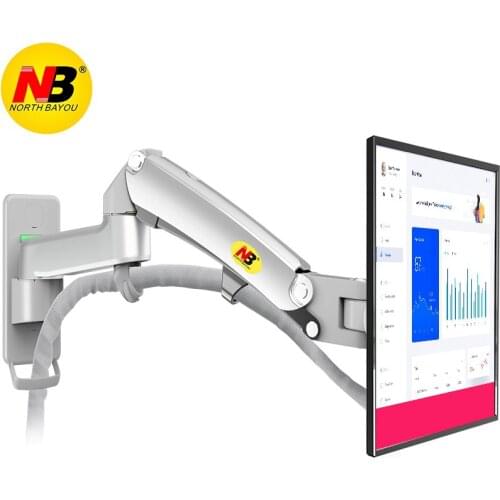 NB F300 Gas Spring 360 Degree 30-40" TV Wall Mount LCD Monitor Holder Aluminum Mirror Polish Arm