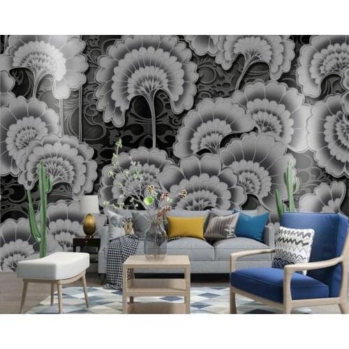 Custom wallpaper hand-painted relief light luxury leaves TV background wall murals living room bedroom decoration 3d wallpaper