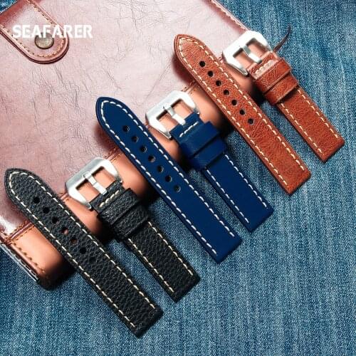 High Quality Suede Leather Vintage Watch Straps Blue Watchbands Replacement Strap for Watch Accessories 22mm 24mm