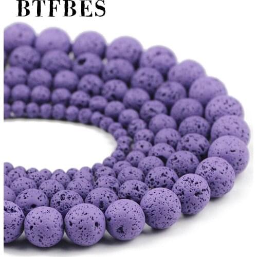 Rubber Paint Purple Natural Lava Volcanic Stone beads 4 6 8 10 12MM Round Loose beads for Jewelry Making DIY Necklace Bracelet