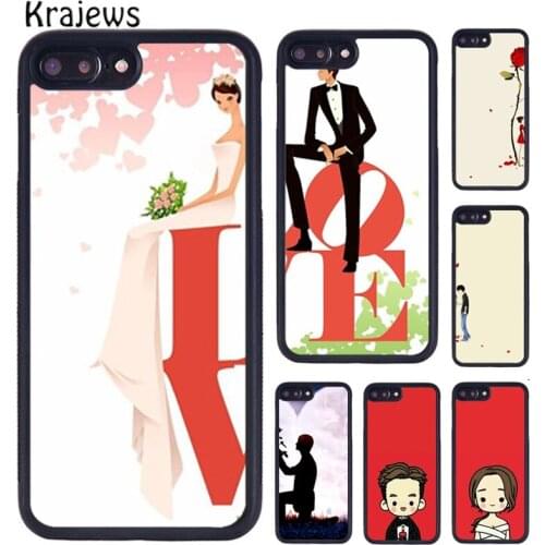 Krajews Love wedding Couples Matching Rubber Phone Case For iPhone X XR XS 11 12 Pro MAX 5 6 7 8 Plus Samsung S5 S6 S7 S8 S9 S10