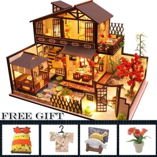 Christmas Gift LARGE Doll House Furniture Diy Miniature Wooden Miniaturas Dollhouse Toys Children Birthday Gifts Chinese Style
