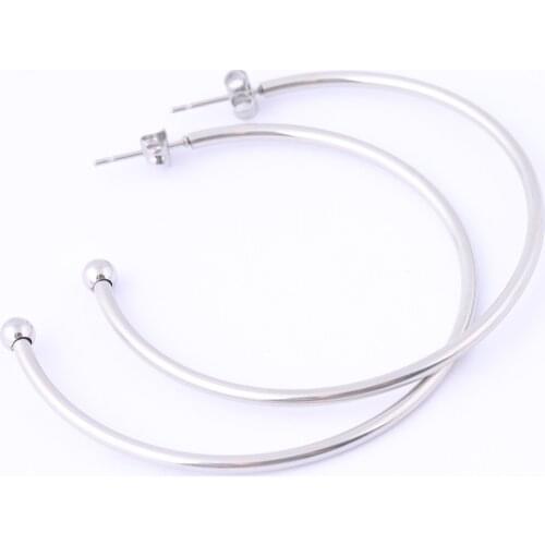 10pcs 50mm Circle Earring Hoop Studs Stainless Steel Diy For Jewelry Making Supplies