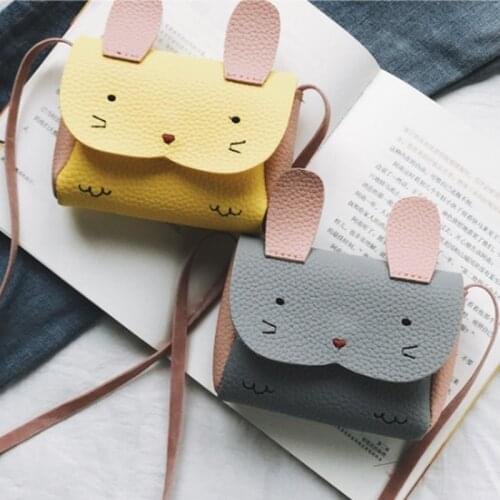 Plush Backpacks Children Small Messenger Bag PU Mini Cute Girl Kids Shoulder Handbag Crossbody Purse Money Baby Rabbit Bags