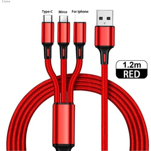 3in1 DataLine USB Cable for iPhone 11 12 pro Fast Charger Charging Cable For Android phone type-c xiaomi huawei Samsung Charger