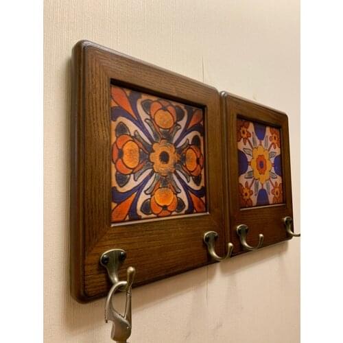 American-Style Wooden Key Hook Vintage Wall Hanger Hallway Entrance Coat and Cap Storage Bedroom Wall Decoration