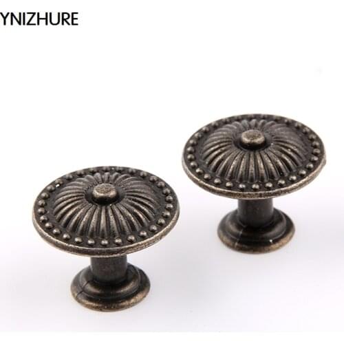 Ynizhure 10pcs 25*20mm Real New Cabinet Knobs Bronze Dome Antique Handle Cabinet Door Drawer Pull Trim Single Hole Alloy
