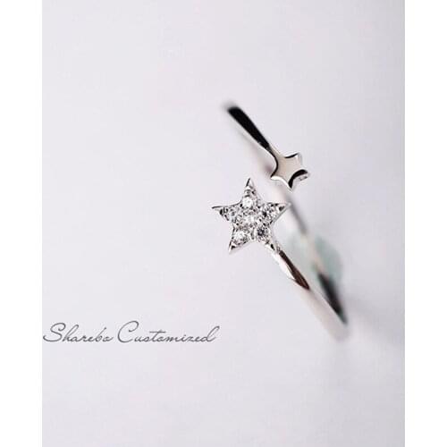 100% Real Silver Color Crystal Star Rings For Women Bridal Wedding Anelli Trendy Jewellery Party Engagement Anillos Mujer