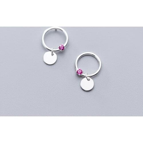 MloveAcc Top Sale 925 Sterling Silver Round Circle and Coin Stud Earrings for Women Fashion Girl Jewelry Gift