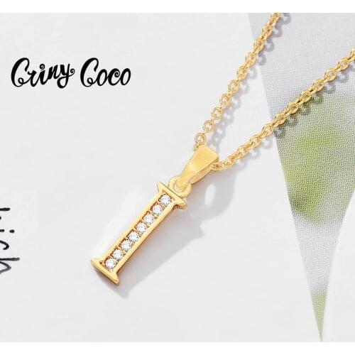 Woman Letter I Pendant Necklaces Fashion CZ Jewellery Gold Plated Color Cubic Zirconia Choker Necklace for Women Girlfriend