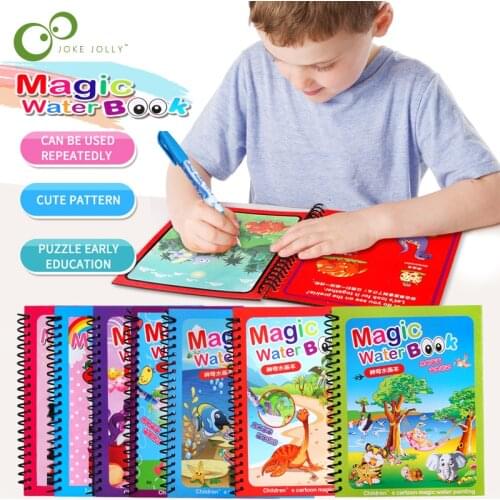 1Set Montessori Coloring Book Doodle & Magic Pen Painting Drawing Board For Kids Toys Magic Water Drawing Book Birthday Gift