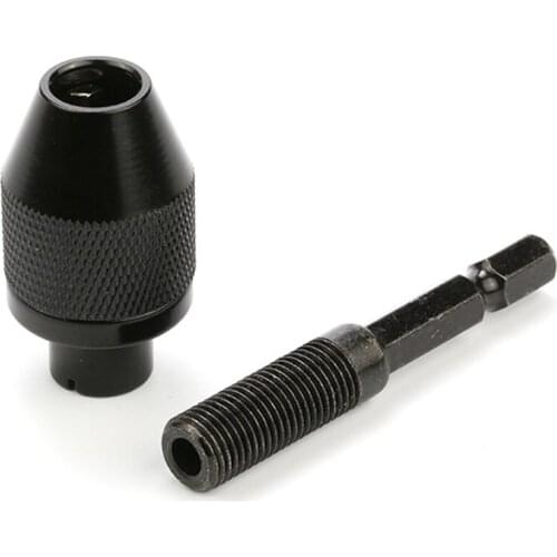 1Pc Keyless Chuck Screwdriver 1/4 Inch Shank 0.3-6.5mm Black Hex Shank Drill Bits Impact Driver Adaptor Conversion Tool