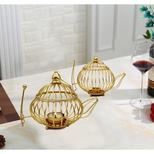 1PC Morden Lantern Shape Metal Hollow Out Kettle Candle Holder Articles Candlestick Hanging Lantern Home Decor Gifts MK022