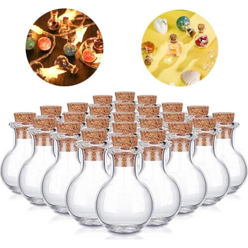 10pcs Mini Glass Bottle Small Tiny Clear Cork Jar Cork Glass Bottles Glass Wishing Stopper DIY Crafts Transparent Bottle
